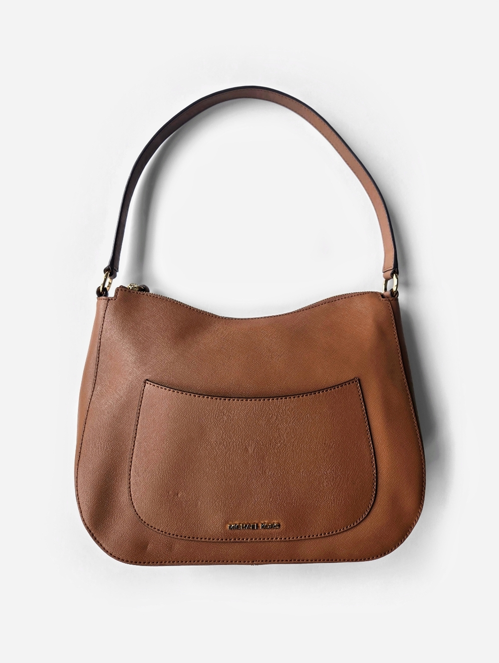 MICHAEL KORS Cognac Gold Eden Signature Hobo Shoulder Bag